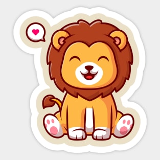 Cute Lion Sitting Cartoon Sticker